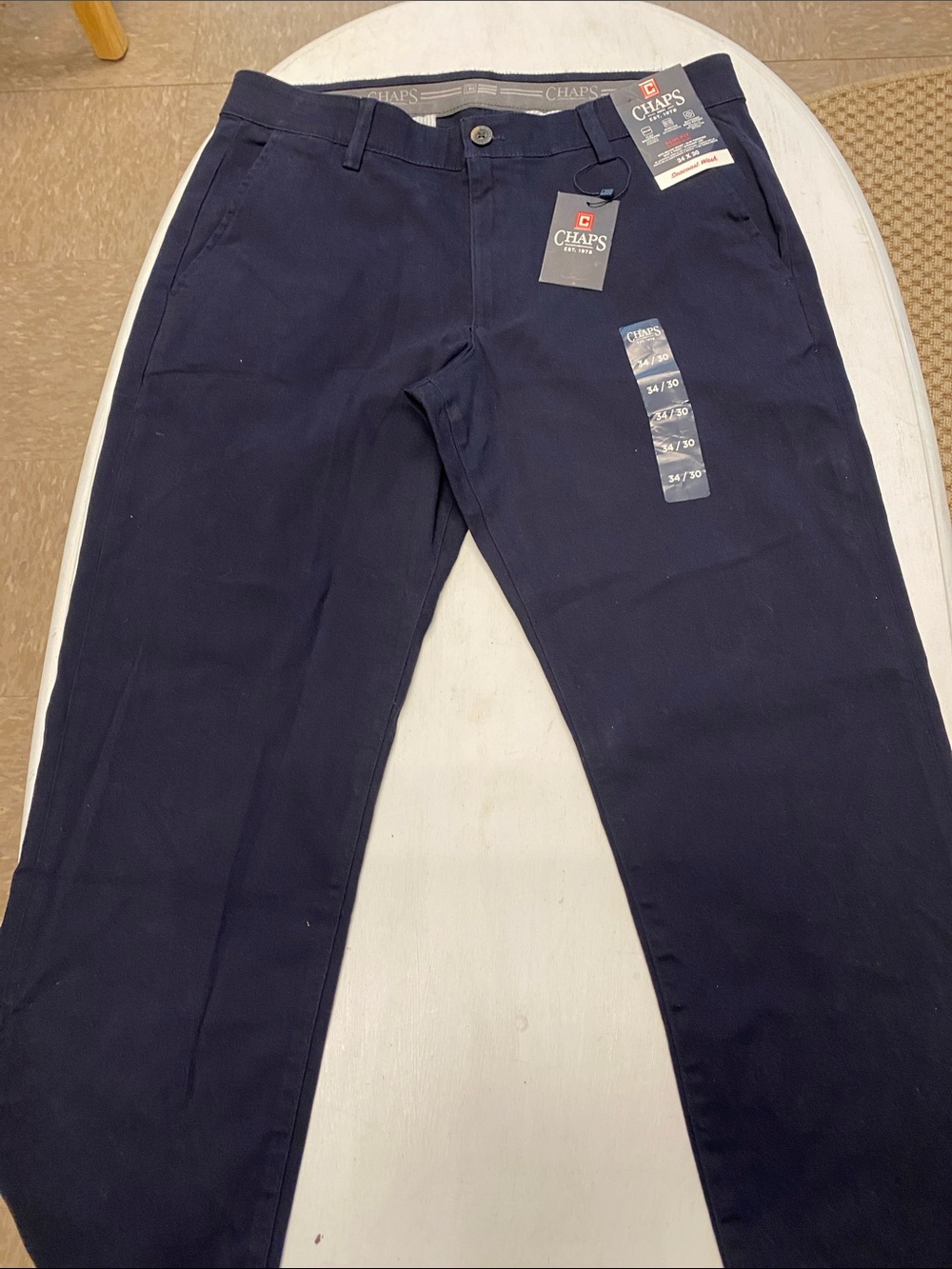 Chaps Men's Navy Straight Stretch Chinos